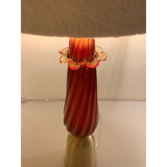 Contemporary Set of 2 Contemporary Red Murano Glass Table Lamp With Shade For Sale - Image 3 of 8