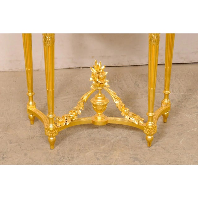 19th Century Neoclassical Petite Marble top Gilt Console For Sale - Image 11 of 12
