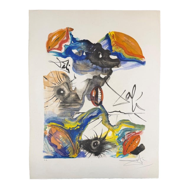 1970s Salvador Dali the Butterfly & the Lips the Lips For Sale