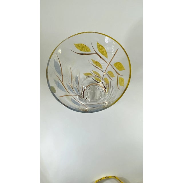 Metal Vintage Bohemia Crystal Vase With Frosted Gold and Silver Leaf Pattern For Sale - Image 7 of 8