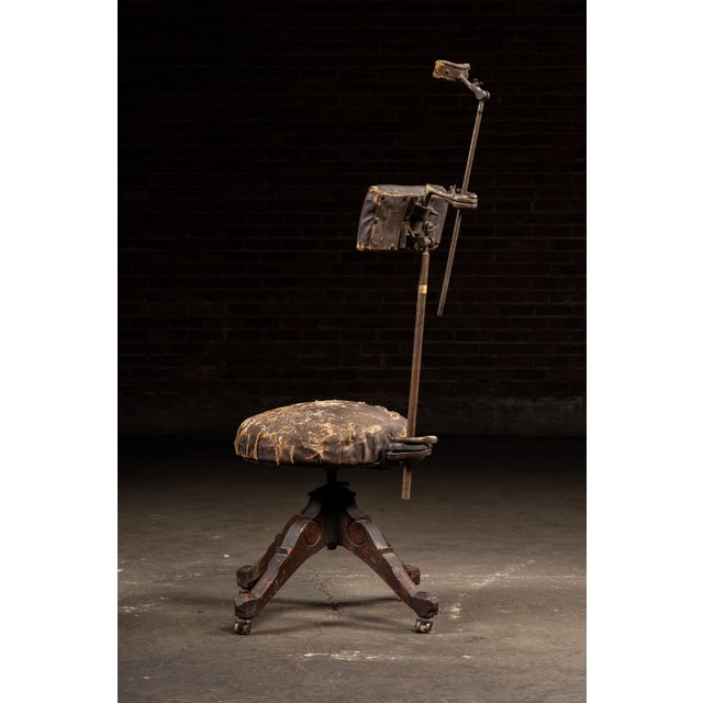 Antique Adjustable Rolling Dental Chair by O. C. White For Sale In Chicago - Image 6 of 12