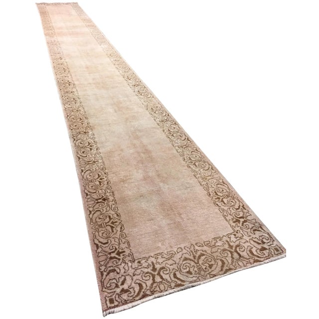 Antique Turkish Beige Runner 2'9 X 21'9 For Sale - Image 4 of 9
