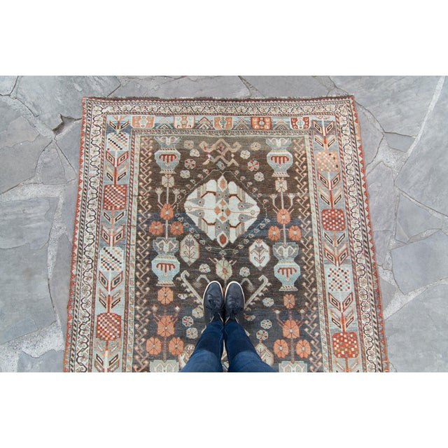 1920s Vintage Caucasian Karabagh Vase Wool Pile Handwoven Rug For Sale - Image 4 of 11