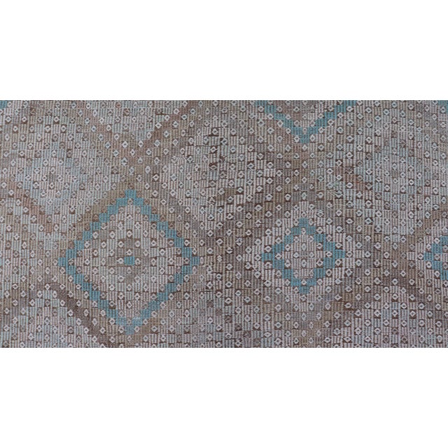 Vintage Hand Woven Turkish Embroidered Flat-Weave Rug With Geometric Design For Sale In Atlanta - Image 6 of 13