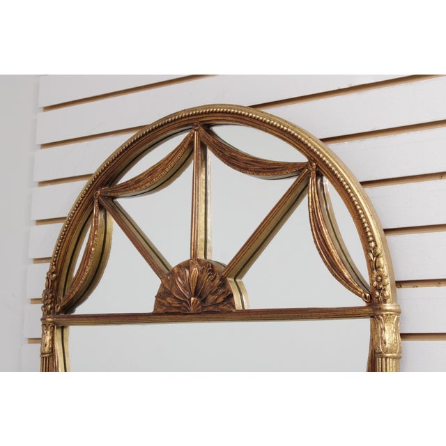 Neoclassical Gold Finish Arched Frame Decorator Mirror For Sale - Image 3 of 17