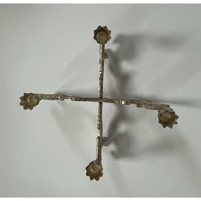 Mid 20th Century Vintage Silver Plated Four Arm Swan Figurine Candelabra Candle Holder Great Britain For Sale In Indianapolis - Image 6 of 8