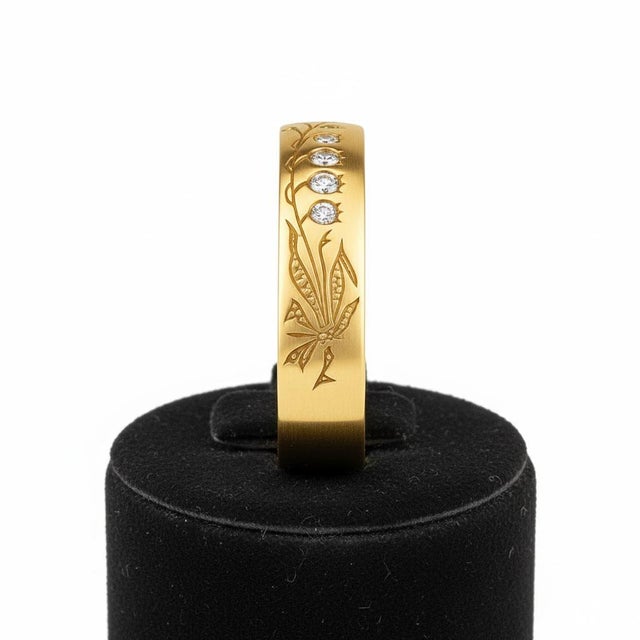 Metal Lily of the Valley Silver, Gold Ring, Size 10 For Sale - Image 7 of 8