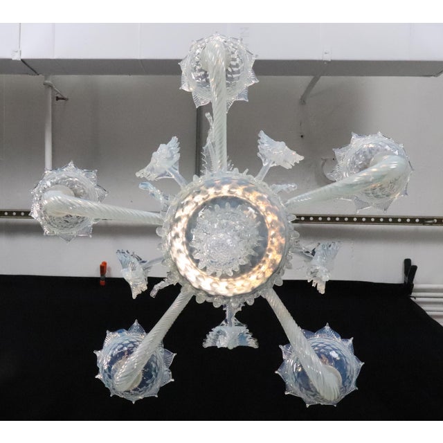 Vintage Opalescent Murano Style Glass Chandelier For Sale - Image 13 of 14