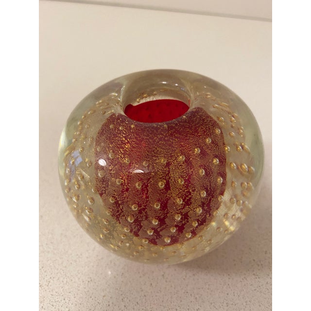 Glorious Murano Candlesticks, these globes are quite heavy and sturdy with a lovely gold fleck and bubbles around the...