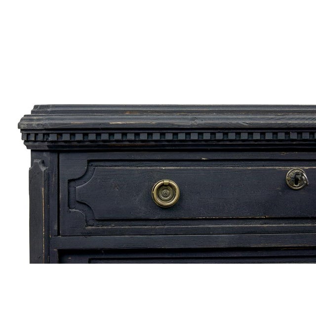 Wood Swedish Black Painted Commodes, 1870, Set of 2 For Sale - Image 7 of 8
