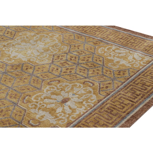 Modern Rug and Kilim’s Burano Rug in Beige-Brown With Geometric Patterns For Sale - Image 3 of 8