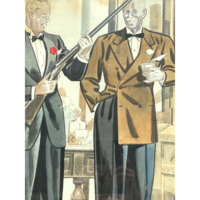 Vintage Framed Gentlemen's Club Illustration For Sale - Image 9 of 18