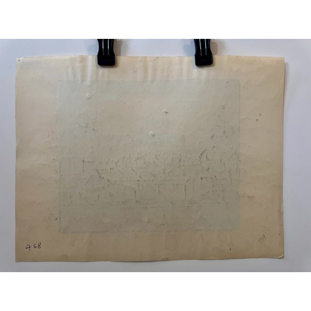 1930s Henry Emil Salloch Original Watercolor on Paper Expressionist Waterfront Village, 1932. For Sale - Image 5 of 6
