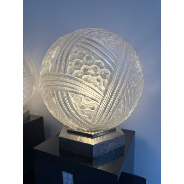 Art Deco Bronze Ball Lamps from Hettier & Vincent Turban, 1930s, Set of 2 For Sale - Image 17 of 18