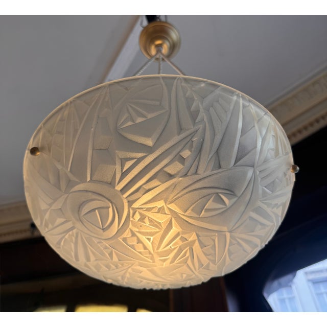 Art Deco Pendant Lights with Electrified Cords from Verrerie D'art Degué, 1930s, Set of 2 For Sale - Image 9 of 18