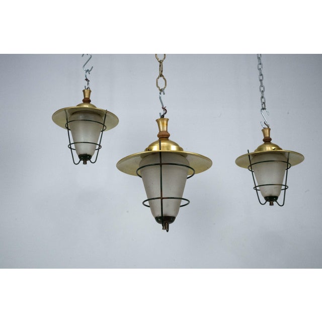 Mid-Century Aluminum and Glass Lanterns, Italy, 1960s, Set of 3 For Sale - Image 11 of 11