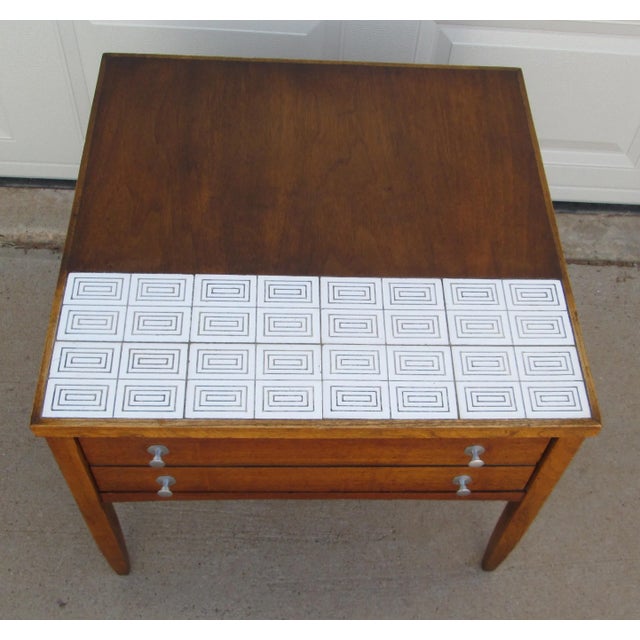 Brown 1960s Lane Cosmopolitan Virginia Maid End Table Side Table Tile Top For Sale - Image 8 of 12
