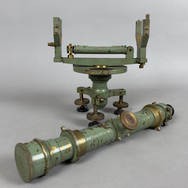 Metal Optical Instrument Topographic Level Telescope in Brass For Sale - Image 7 of 12