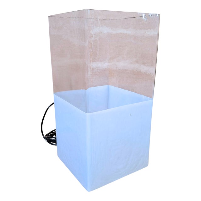 Vintage Minimalist Glass Floor Lamp, 1980s For Sale