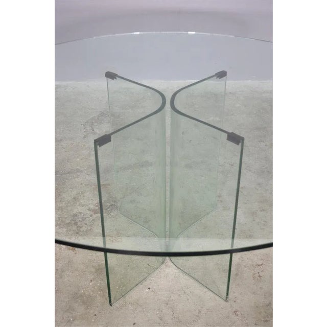 Tempered Glass Round Table, 1980s For Sale - Image 6 of 8