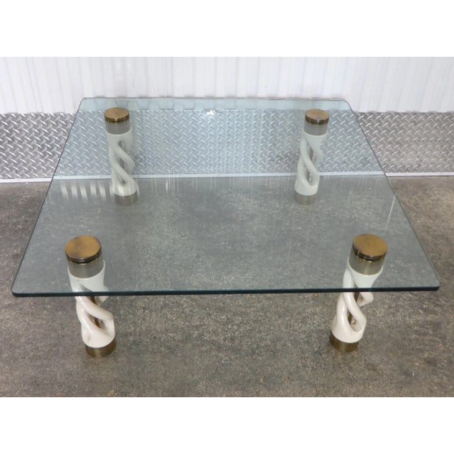 Contemporary 1970s Designer White Porcelain Twisted Column Coffee Table For Sale - Image 3 of 10