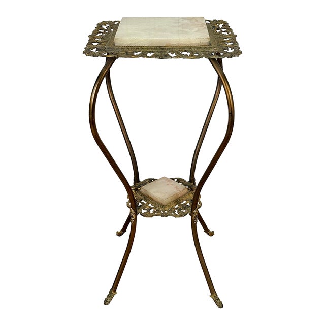Antique Victorian Two-Tier Onyx Plant Stand Pedestal Table For Sale