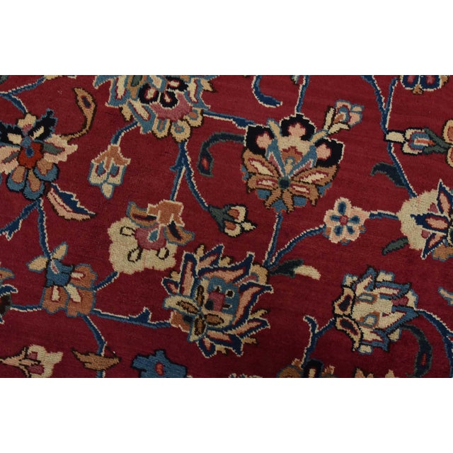2000 - 2009 Mashad Rug 9’11” X 13’1” Red Wool Vintage Traditional Hand-Knotted Carpet For Sale - Image 5 of 15