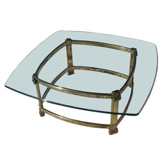 Neo Classical Italian Brass and Glass Coffee Table For Sale