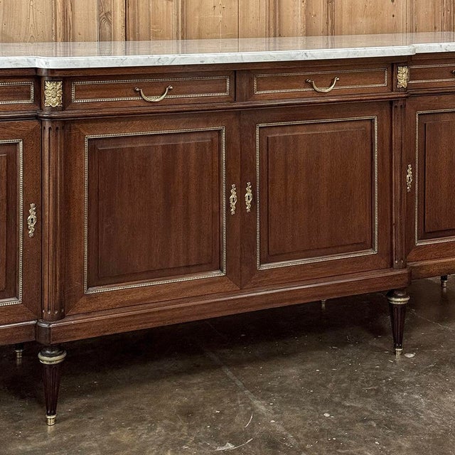 Wood Louis XVI Style Mahogany Buffet With White Marble Top For Sale - Image 7 of 18