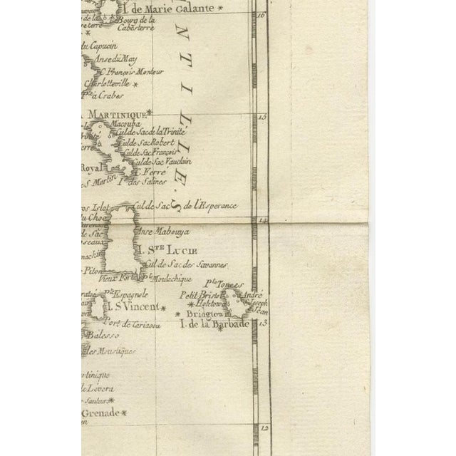 Gold Caribbean and Lesser Antilles Enlightenment Map by Rigobert Bonne, 1780s For Sale - Image 8 of 12