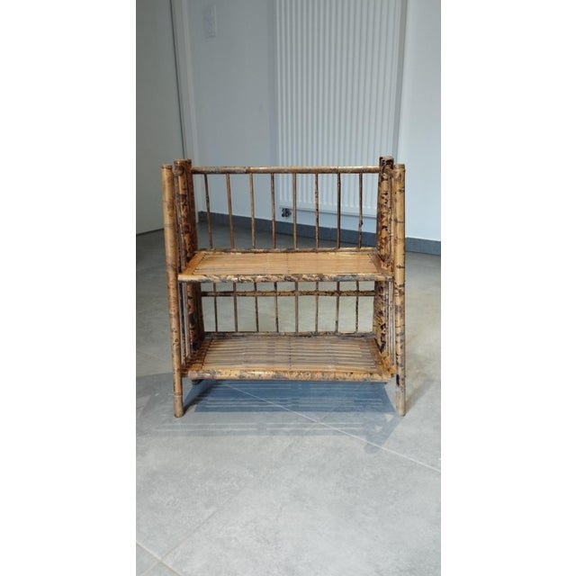 Bamboo and wicker shelf. folding late 19th - early 20th century can be hung on the wall or placed on a piece of furniture....