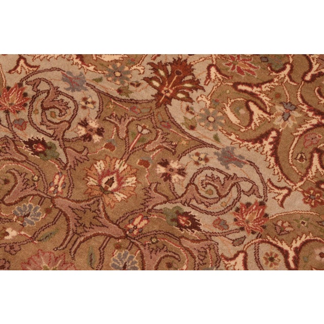 Medallion 1990's Pak-Persian Taupe/Green Wool Rug - 5'11'' X 8'6'' For Sale In New York - Image 6 of 9