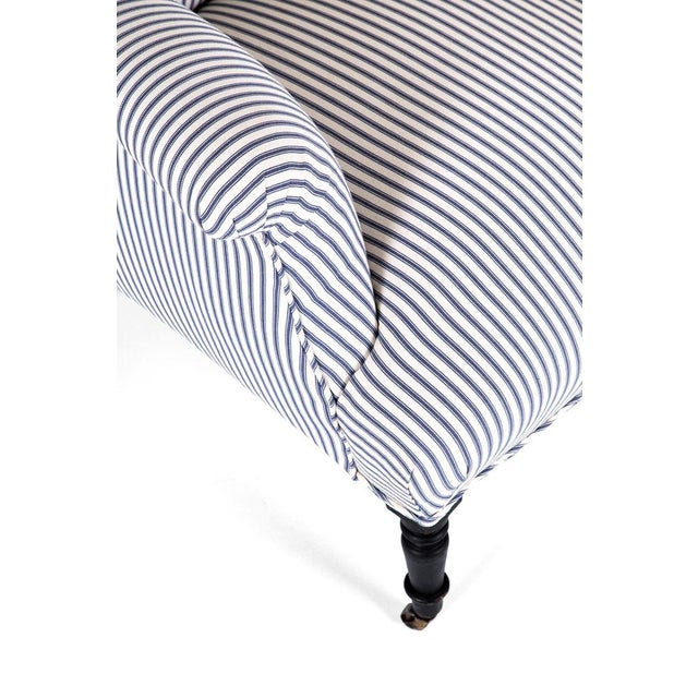 French Armchair in Princeton Ticking For Sale - Image 9 of 13