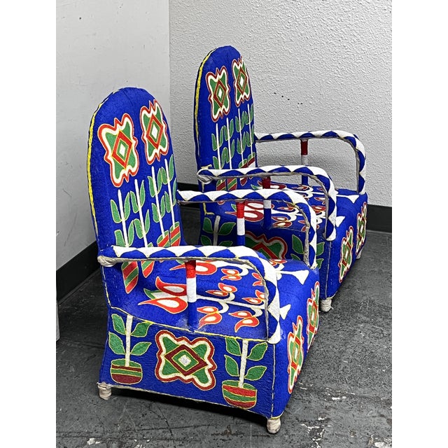 Nigerian Yoruba Tribal Hand Beaded Chairs From Luingisa African Gallery