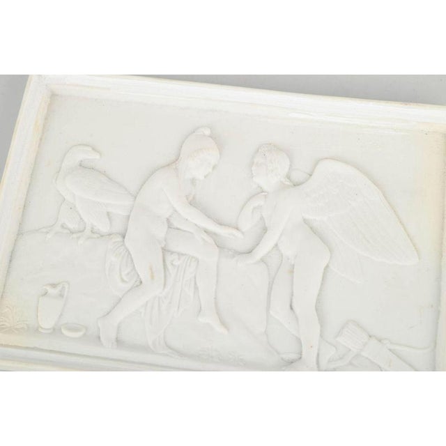 Royal Copenhagen biscuit relief after Thorvaldsen, wall relief. Rectangular wall relief in white biscuit porcelain...