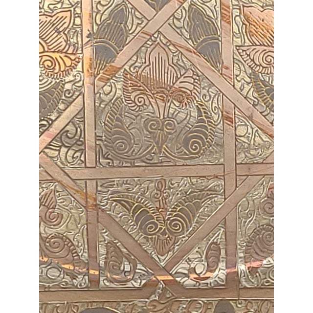 Antique Syrian Damascus Ware Brass Copper Inlaid Mamluk Revival Tray For Sale - Image 10 of 14