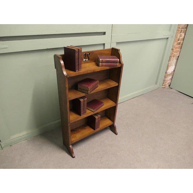 Arts & Crafts Bookcase with Carved Gallery, 1920 For Sale - Image 6 of 8