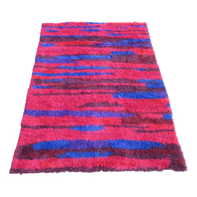 Mid-Century Modern Long Pile Hand-Knotted Rug from Walter Mack, 1960s For Sale