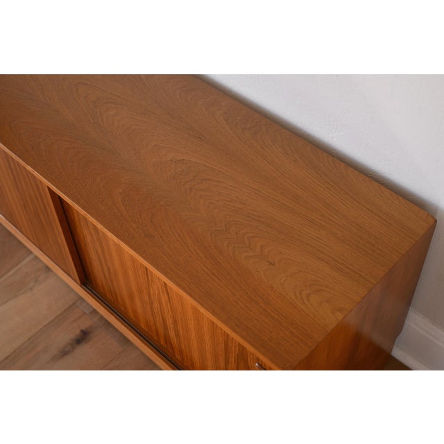 Vintage Danish Modern Teak Credenza With Vinyl Record Storage on Plinth Base For Sale - Image 11 of 14