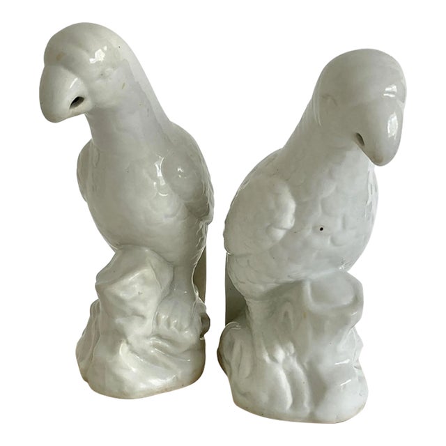 Vintage Blanc De Chine Porcelain Parrots - A Pair For Sale