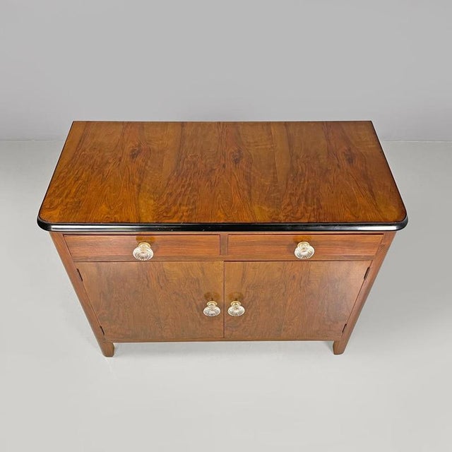 Wood Italian Art Deco Wooden Dresser with Drawers and Transparent Glass Handles, 1940s For Sale - Image 7 of 18