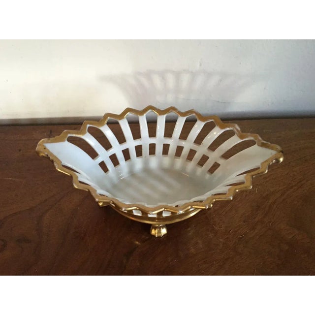19th Century Early 19th Century French Empire Porcelain Navette Shape Basket For Sale - Image 5 of 11