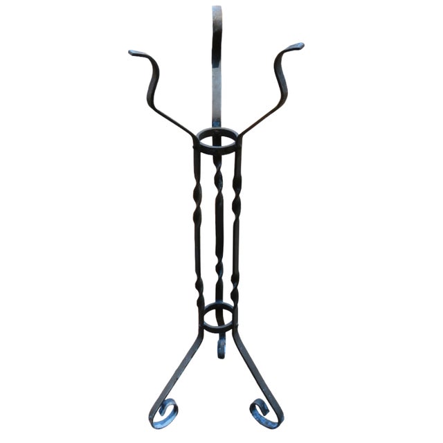 French Country Vintage Wine Cooler & Iron Stand For Sale - Image 3 of 4
