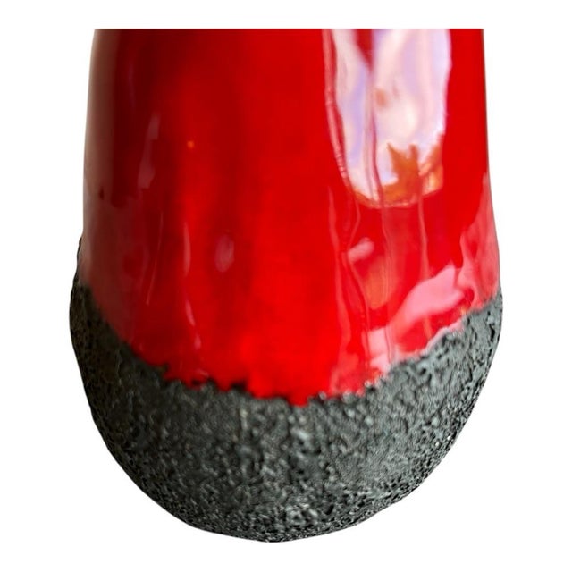 Mid-Century Modern Vintage West German Red & Black Lava Glaze Pottery Vase | Mid-Century Modern Ceramic For Sale - Image 3 of 4