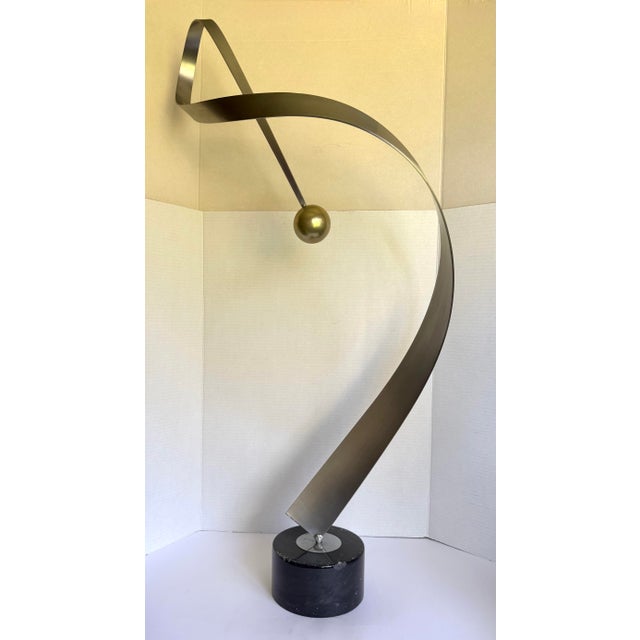 1975 Signed Curtis Jeré Brass & Mixed Metal Abstract Ribbon Sculpture For Sale - Image 10 of 11