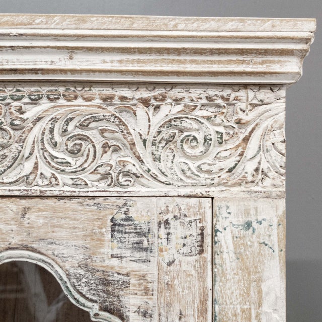 White Narrow Cabinet From Reclaimed Antique Architectural Elements For Sale In Denver - Image 6 of 10