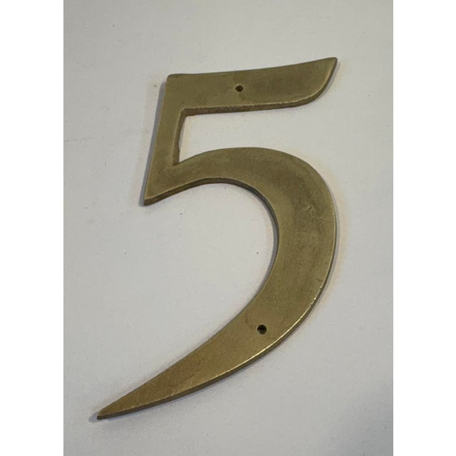Nice vintage brass number five house number