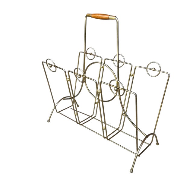 Vintage Metal Magazine Rack Mid-Century Modern For Sale - Image 6 of 16