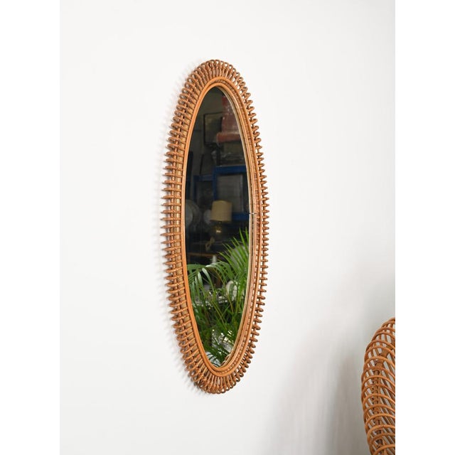 1960s Rattan Chairs, Pouf and Mirror attributed to Janine Abraham & Dirk Jan Rol, 1960s, Set of 4 For Sale - Image 5 of 18