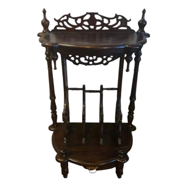 Vintage Victorian Style Table Magazine Rack Bottom Storage Chinese Chippendale For Sale